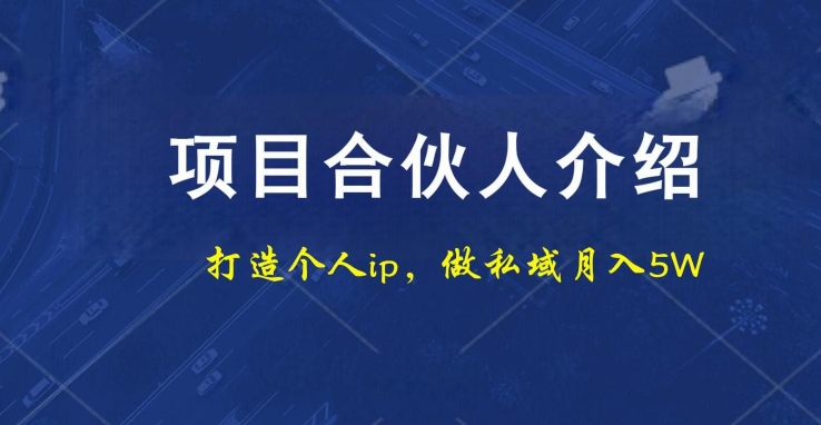 项目合伙人项目，打造个人IP，做私域月入5W，小白勿扰-财虎网络科技