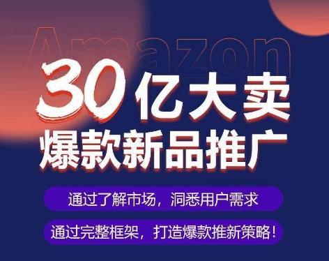 亚马逊·30亿大卖爆款新品推广,可复制、全程案例实操的爆款推新SOP
