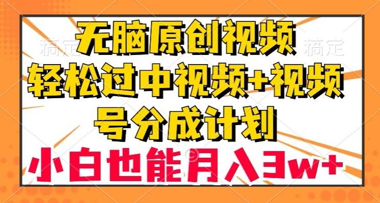 无脑原创视频，轻松过中视频+视频号分成计划，小白也能月入3w+【揭秘】-财虎网络科技
