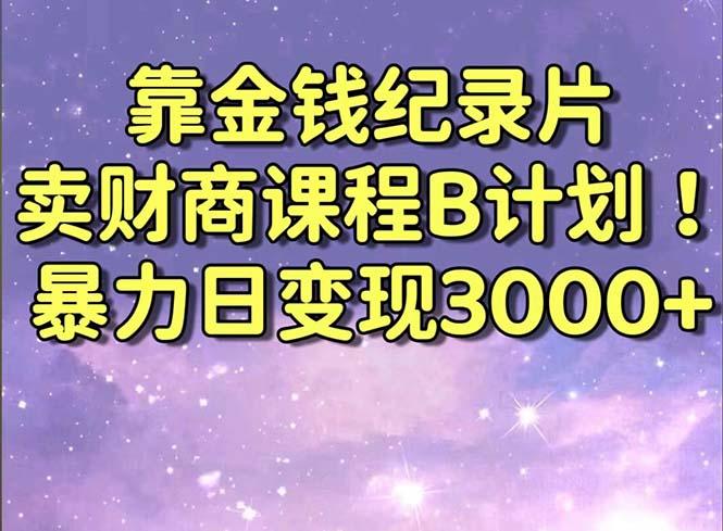 靠金钱纪录片卖财商课程B计划！暴力日变现3000+，喂饭式干货教程！-财虎网络科技