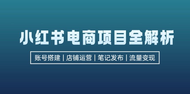 小红书电商项目全解析，包括账号搭建、店铺运营、笔记发布  实现流量变现-财虎网络科技