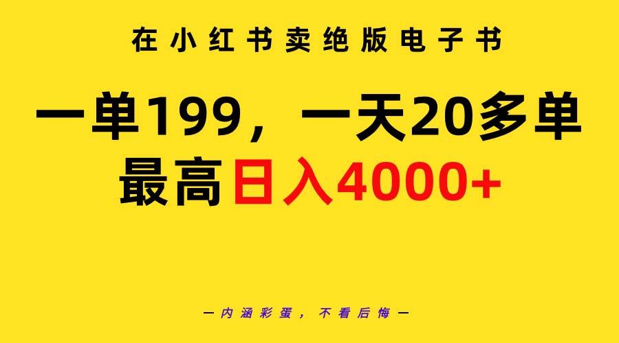 (9401期)在小红书卖绝版电子书，一单199 一天最多搞20多单，最高日入4000+教程+资料-财虎网络科技