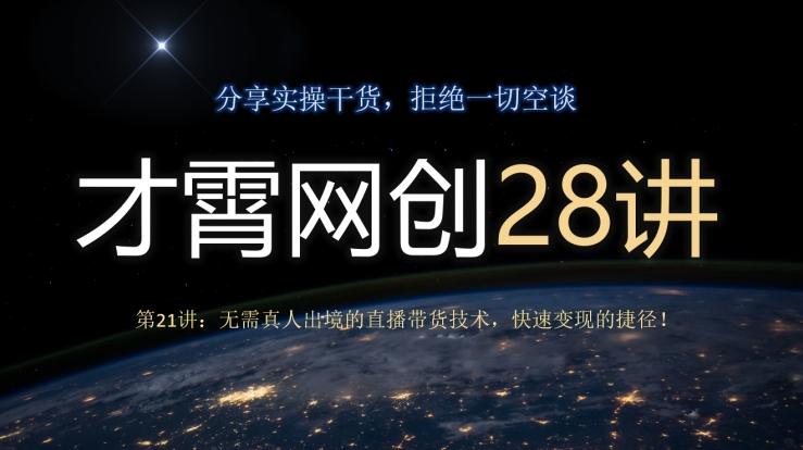 才霄网创28讲第21讲：无需真人出境的直播带货技术，快速变现的捷径！-财虎网络科技