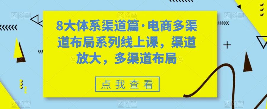 8大体系渠道篇·电商多渠道布局系列线上课,渠道放大,多渠道布局-财虎网络科技