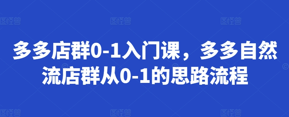 多多店群0-1入门课，多多自然流店群从0-1的思路流程-财虎网络科技