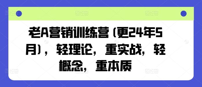 老A营销训练营(更24年6月)，轻理论，重实战，轻概念，重本质-财虎网络科技