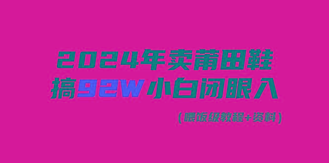 (9329期)2024年卖莆田鞋，搞了92W，小白闭眼操作！-财虎网络科技