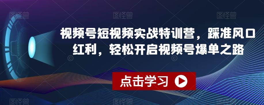 视频号短视频实战特训营,踩准风口红利,轻松开启视频号爆单之路