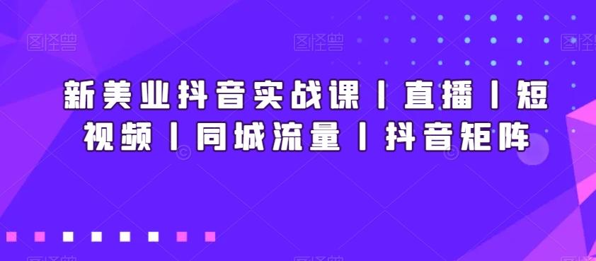 新美业抖音实战课丨直播丨短视频丨同城流量丨抖音矩阵-财虎网络科技