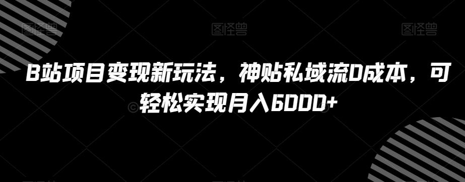 B站项目变现新玩法，神贴私域流0成本，可轻松实现月入6000+【揭秘】-财虎网络科技