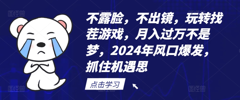 不露脸，不出镜，玩转找茬游戏，月入过万不是梦，2024年风口爆发，抓住机遇【揭秘】-财虎网络科技