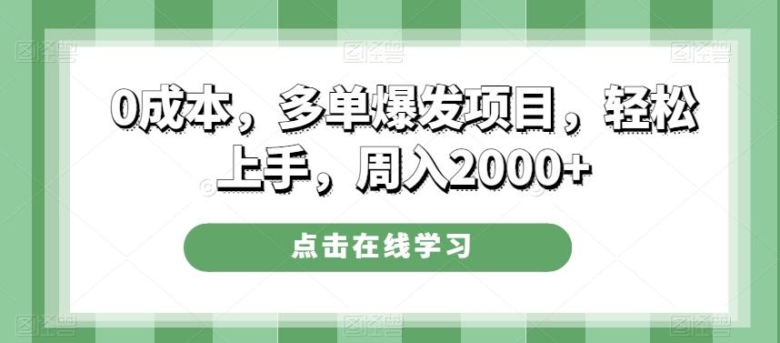 0成本，多单爆发项目，轻松上手，周入2000+-财虎网络科技