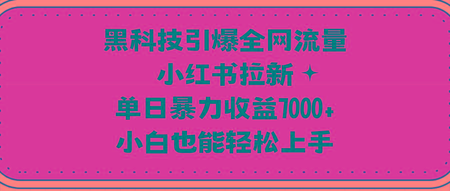 (9679期)黑科技引爆全网流量小红书拉新，单日暴力收益7000+，小白也能轻松上手-财虎网络科技