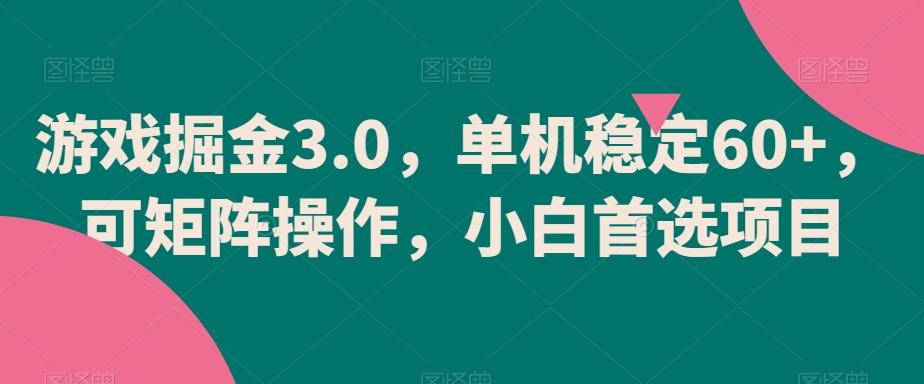 游戏掘金3.0，单机稳定60+，可矩阵操作，小白首选项目【揭秘】-财虎网络科技