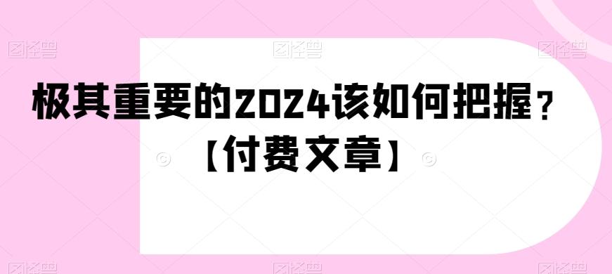 极其重要的2024该如何把握？【付费文章】-财虎网络科技