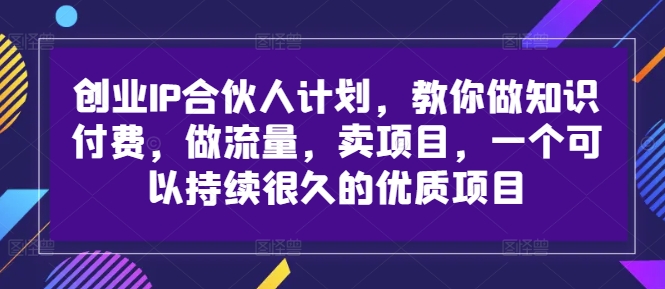 创业IP合伙人计划，教你做知识付费，做流量，卖项目，一个可以持续很久的优质项目-财虎网络科技