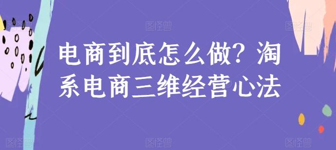 电商到底怎么做？淘系电商三维经营心法-财虎网络科技