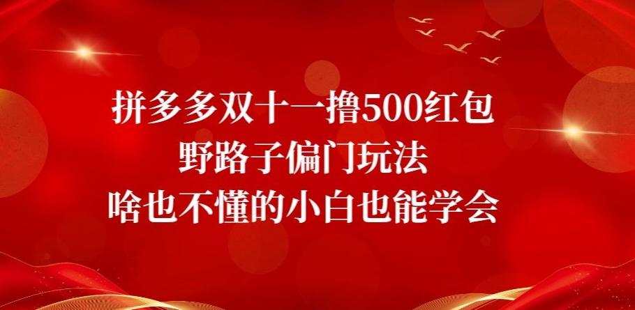 拼多多双十一撸500红包野路子偏门玩法，啥也不懂的小白也能学会【揭秘】-财虎网络科技