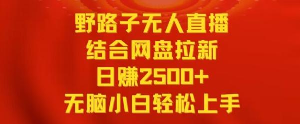 野路子无人直播结合网盘拉新，日赚2500+，小白无脑轻松上手【揭秘】-财虎网络科技